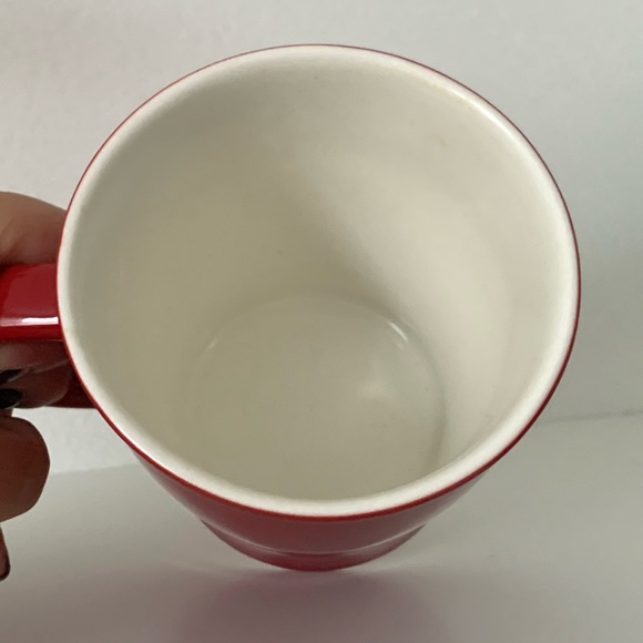 Red 2008 Starbucks 14 oz Red Mug White Embossed Lettering - Picture 3 of 4